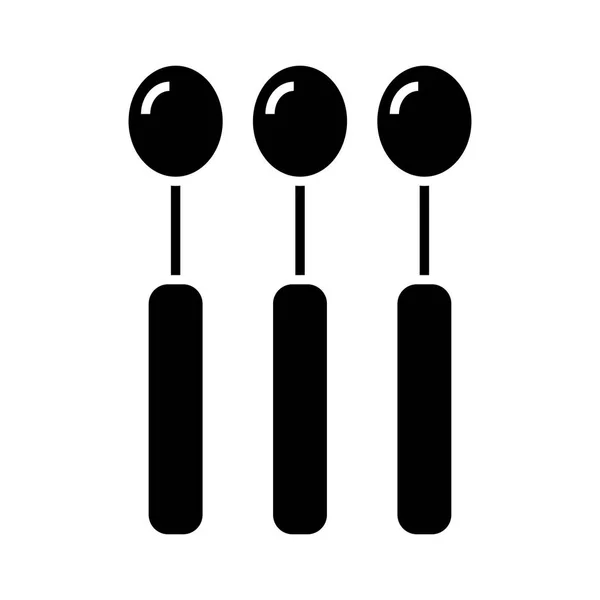 Icono de cuchara, ilustración vectorial, signo negro sobre fondo aislado — Vector de stock