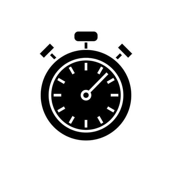 Stoppuhr - Timer-Symbol, Vektordarstellung, schwarzes Schild auf isoliertem Hintergrund — Stockvektor