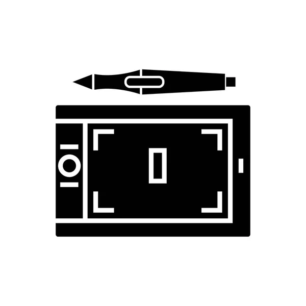 Иконка планшета, векторная иллюстрация, черный знак на изолированном фоне — стоковый вектор