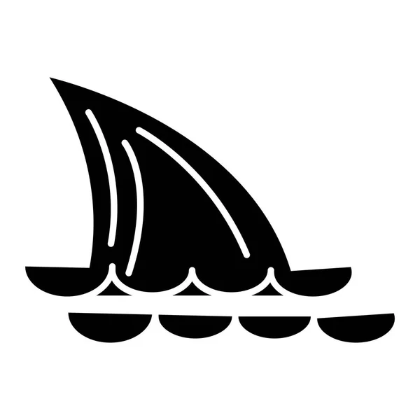 Ogon rekina - ikona morze, wektor ilustracja, czarny znak na na białym tle — Wektor stockowy