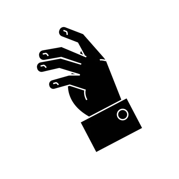 Взятие иконки руки, векторная иллюстрация, черный знак на изолированном фоне — стоковый вектор