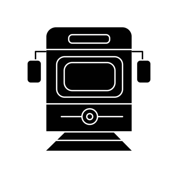 Поїзд - значок вигляду трамвая, векторна ілюстрація, чорний знак на ізольованому фоні — стоковий вектор