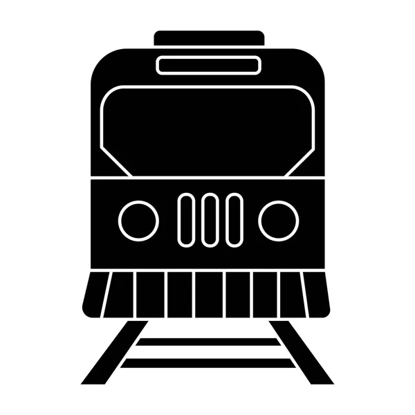 Trem ícone da cidade, ilustração vetorial, sinal preto no fundo isolado — Vetor de Stock