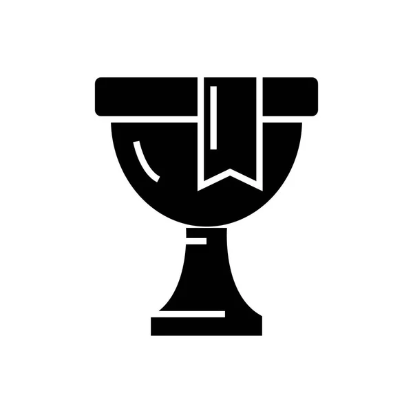 Trofee - winnaar cup pictogram, vectorillustratie, zwarte teken op geïsoleerde achtergrond — Stockvector