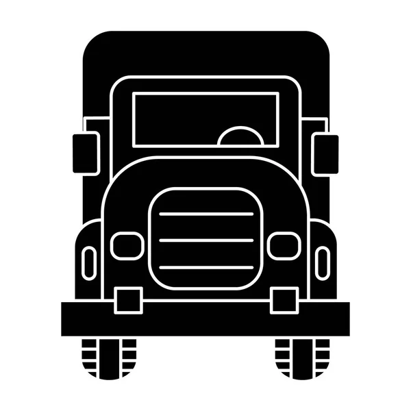 Vrachtwagen vooraanzicht pictogram, vector illustratie, zwarte teken op geïsoleerde achtergrond — Stockvector