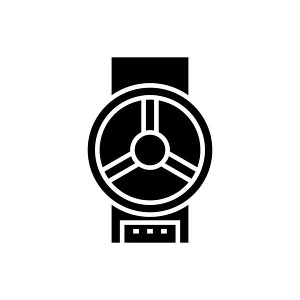 Icono industrial válvula, ilustración vectorial, signo negro sobre fondo aislado — Archivo Imágenes Vectoriales
