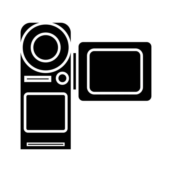 Видеокамера - иконка кинопроизводства, векторная иллюстрация, черный знак на изолированном фоне — стоковый вектор