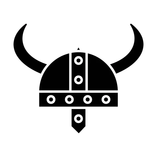 Icono del casco vikingo, ilustración vectorial, signo negro sobre fondo aislado — Archivo Imágenes Vectoriales