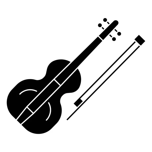 Ícone de violino, ilustração vetorial, sinal preto em fundo isolado — Vetor de Stock