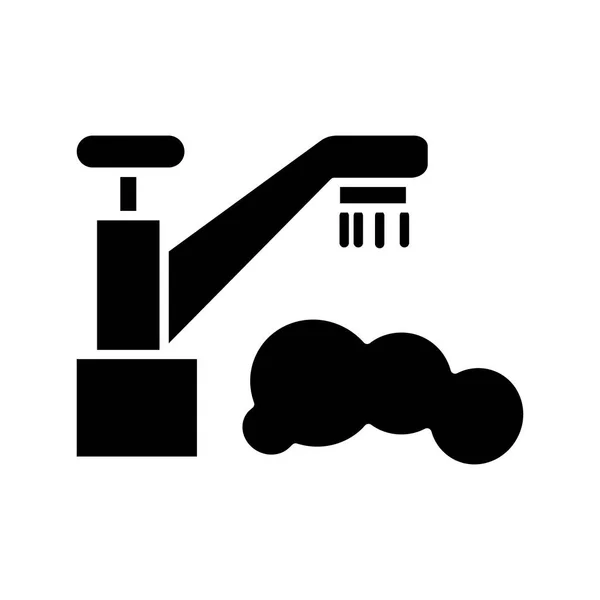 Wassertropfen - Wasserhahn - Waschsymbol, Vektorabbildung, schwarzes Zeichen auf isoliertem Hintergrund — Stockvektor