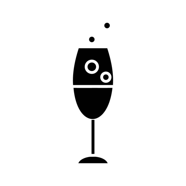 ワイングラスのアイコン、ベクトル図では、孤立の背景に黒い印 — ストックベクタ