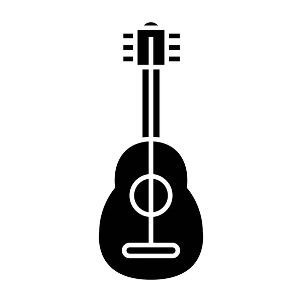 フラメンコ ギターのアイコン、ベクトル図では、孤立の背景に黒い印 — ストックベクタ