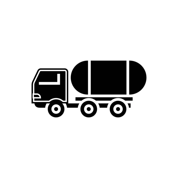 Bränsle lastbil ikon, vektorgrafik illustration, svarta tecken på isolerade bakgrund — Stock vektor