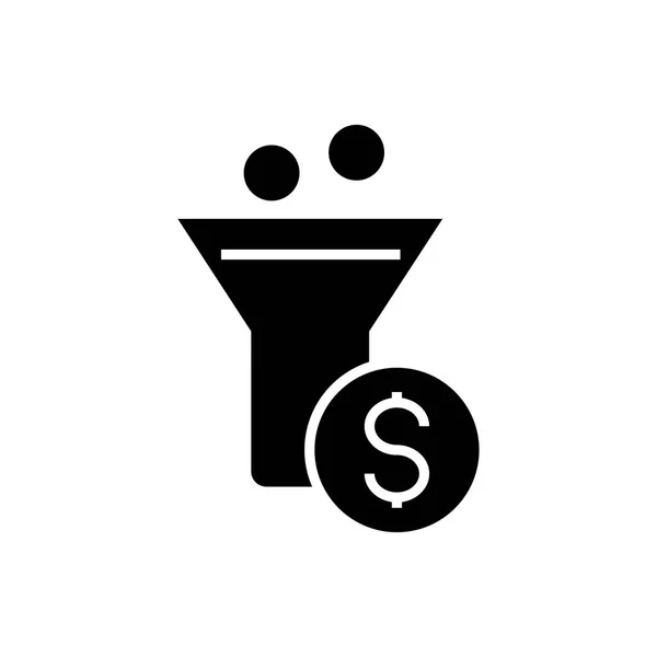 Funnel profit - icono de embudo de conversión, ilustración vectorial, signo negro sobre fondo aislado — Vector de stock