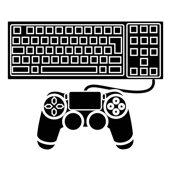 Иконка игрового компьютера, векторная иллюстрация, черный знак на изолированном фоне — стоковый вектор