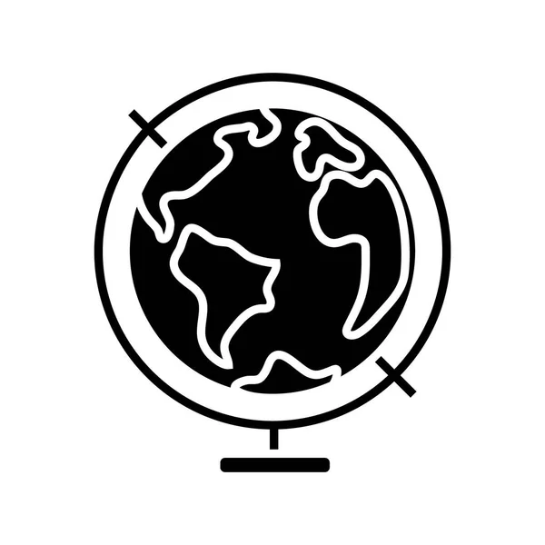 Globus ikona, vektorové ilustrace, černé znamení na izolované pozadí — Stockový vektor