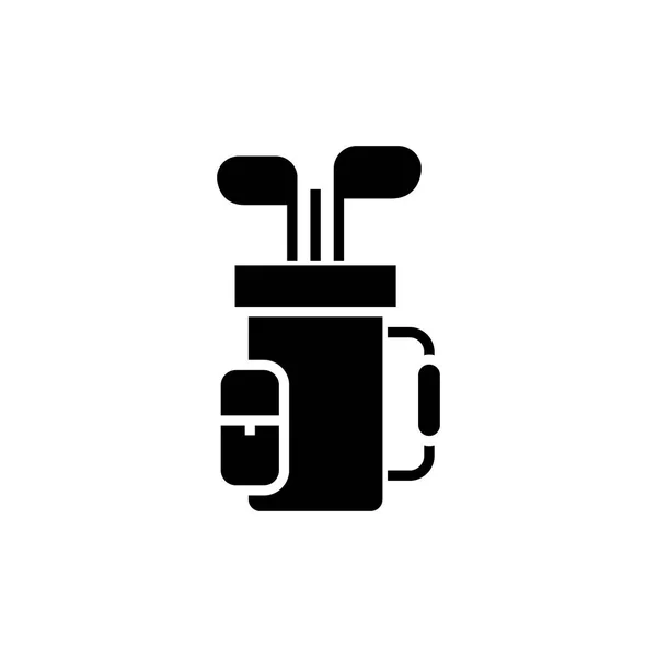 Icono de la bolsa de golf, ilustración vectorial, signo negro sobre fondo aislado — Vector de stock