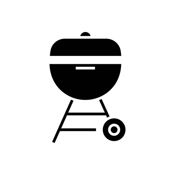 Parrilla icono de carbón vegetal, ilustración vectorial, signo negro sobre fondo aislado — Archivo Imágenes Vectoriales