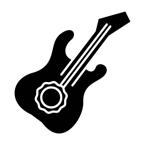 Icône de guitare, illustration vectorielle, signe noir sur fond isolé — Image vectorielle