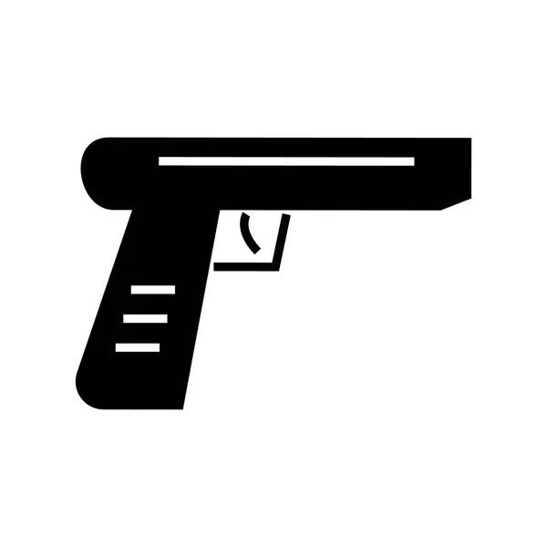 Ícone de arma, ilustração vetorial, sinal preto no fundo isolado — Vetor de Stock