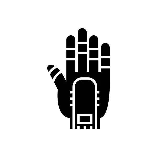 手のマニピュレーターのアイコン、ベクトル分離の背景に黒の図記号 — ストックベクタ