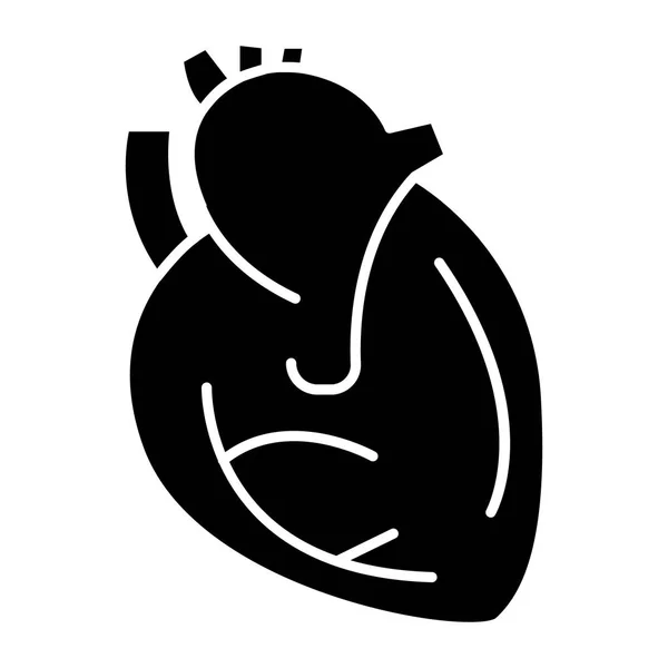 Ikon jantung, ilustrasi vektor, tanda hitam pada latar belakang terisolasi - Stok Vektor