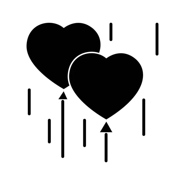 Icono de globos cardíacos, ilustración vectorial, signo negro sobre fondo aislado — Vector de stock