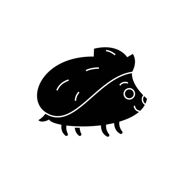 Hedgehong lindo icono, ilustración vectorial, signo negro sobre fondo aislado — Vector de stock