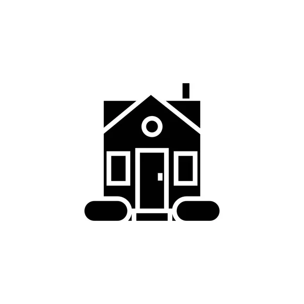 房子简单-门中心图标，矢量图中，黑色标志上孤立的背景 — 图库矢量图片