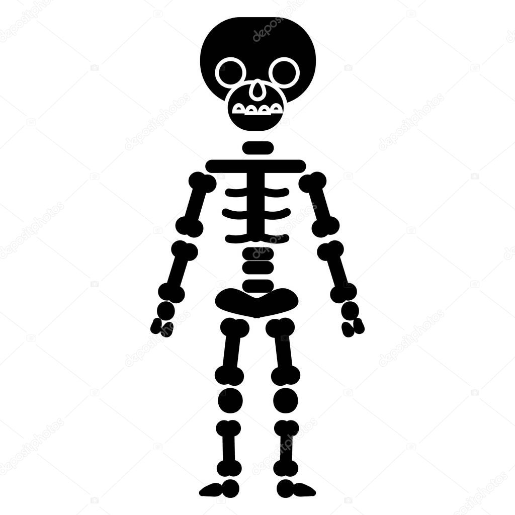 skeletone icon, vector illustration, black sign on isolated background