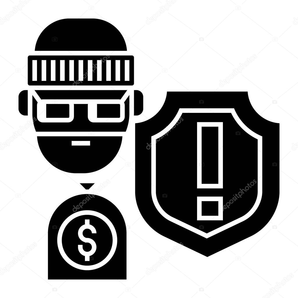 Theft - thievery - Insurance against theft icon, illustration, vector sign on isolated background