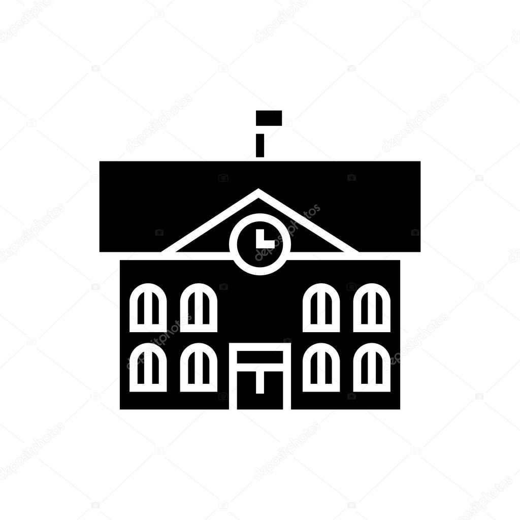 town hall - city hall icon, vector illustration, black sign on isolated background