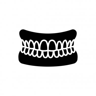 çene dişleri - insan çene simge, illüstrasyon, siyah işareti izole arka plan üzerinde vektör