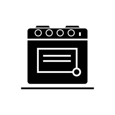 mutfak fırın simgesi, vektör çizim, izole arka plan üzerinde siyah işareti