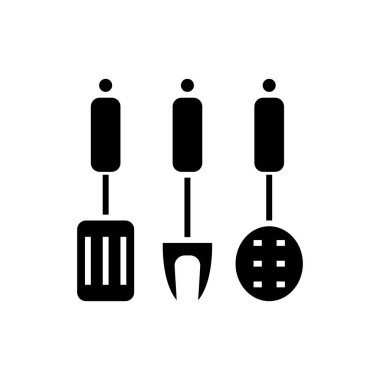 mutfak - mutfak aksesuarları simgesi, illüstrasyon, siyah işareti izole arka plan üzerinde vektör