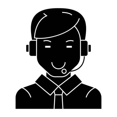 kulaklık kutsal kişilerin resmi, vektör çizim, izole arka plan üzerinde siyah işareti olan adam