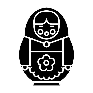Matryoshka kutsal kişilerin resmi, vektör çizim, izole arka plan üzerinde siyah işareti