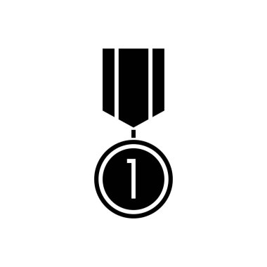 simge madalya, illüstrasyon, siyah işareti izole arka plan üzerinde vektör