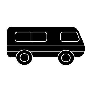 mikrobüs - minibüs simgesi, illüstrasyon, siyah işareti izole arka plan üzerinde vektör
