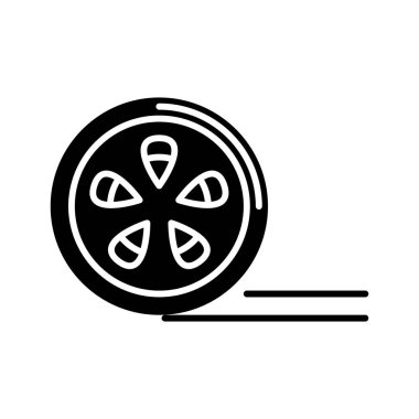 Film reel simgesi, vektör çizim, izole arka plan üzerinde siyah işareti