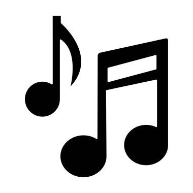 müzik Not temel simgesi, vektör çizim, izole arka plan üzerinde siyah işareti