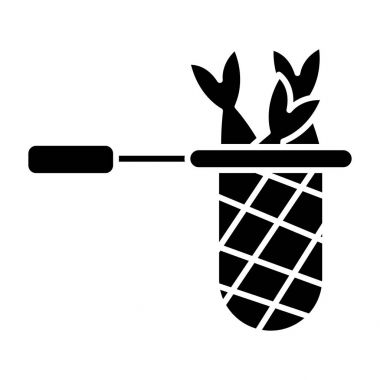 Ağlar balık simgesi, illüstrasyon, siyah işareti izole arka plan üzerinde vektör