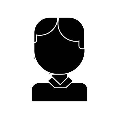 Office adam baş simgesini, vektör çizim, izole arka plan üzerinde siyah işareti