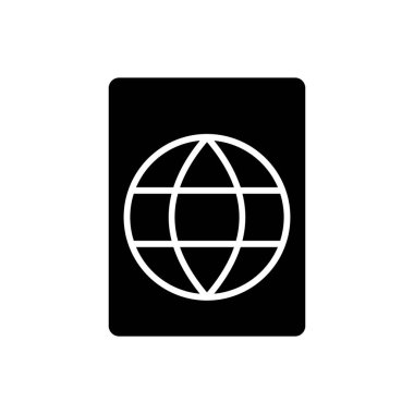 Passport simgesini, vektör çizim, izole arka plan üzerinde siyah işareti