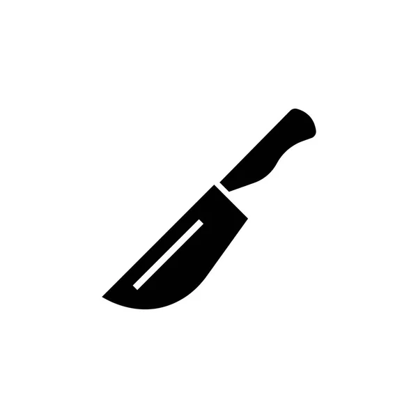 刀厨房图标，矢量图中，黑色标志上孤立的背景 — 图库矢量图片