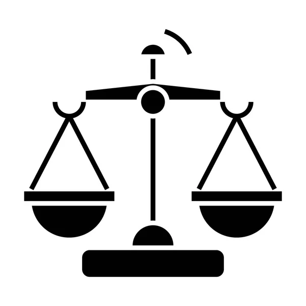 Lag och rättvisa - skalor ikon, vektor illustration, svarta tecken på isolerade bakgrund — Stock vektor