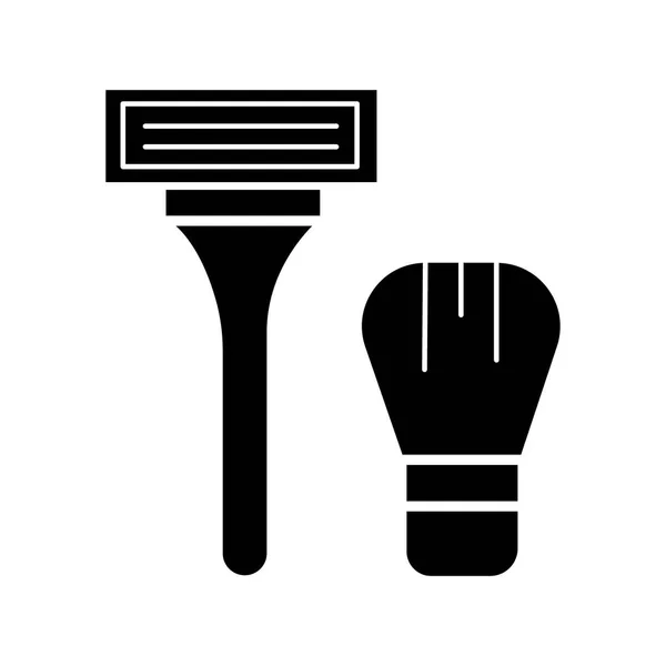 Icono de la máquina de afeitar, ilustración vectorial, signo negro sobre fondo aislado — Vector de stock