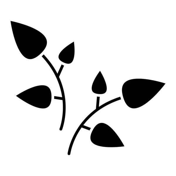 Icono de ramas de hojas, ilustración vectorial, signo negro sobre fondo aislado — Archivo Imágenes Vectoriales