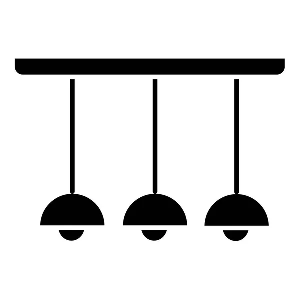 Lámpara de luz techo 3 icono, ilustración vectorial, signo negro sobre fondo aislado — Vector de stock