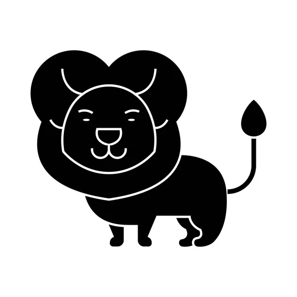 ライオンかわいいアイコン、ベクトル図では、孤立の背景に黒い印 — ストックベクタ